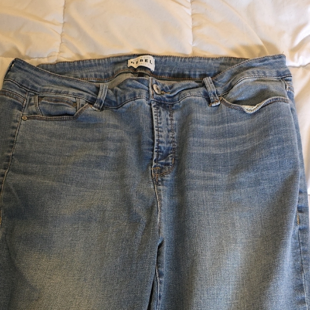 Rebel Wilson Angels "The Dazzler" Ankle Cropped Jeans with Frayed Hem Size 16W - Picture 2 of 10